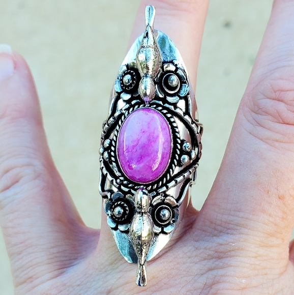 New Pink Rainbow Moonstone 925 Silver Birds Statement Ring. - Picture 10 of 16